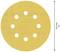 Yellow sanding disc with eight evenly distributed holes and a diameter of 125 mm.