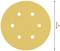 Circular sanding paper with six evenly distributed holes. Diameter: 150 mm.