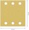 Beige sanding paper with six holes, square with dimensions: width 107 mm, height 115 mm.