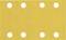 Six white circles in three rows on a yellow background, arranged symmetrically.
