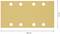 Six-hole sanding paper, rectangular, 186 mm x 93 mm, with a coarse-grained texture in brown.