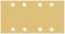 Sandpaper with eight round holes in two rows, presumably adapted for use with a sanding machine.