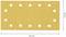 Rectangular sandpaper with 14 evenly distributed round holes. Dimensions: 230 mm x 115 mm.