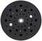 A round sanding disc with multiple holes for dust extraction, primarily made of black sanding paper, suitable for sanding machines.