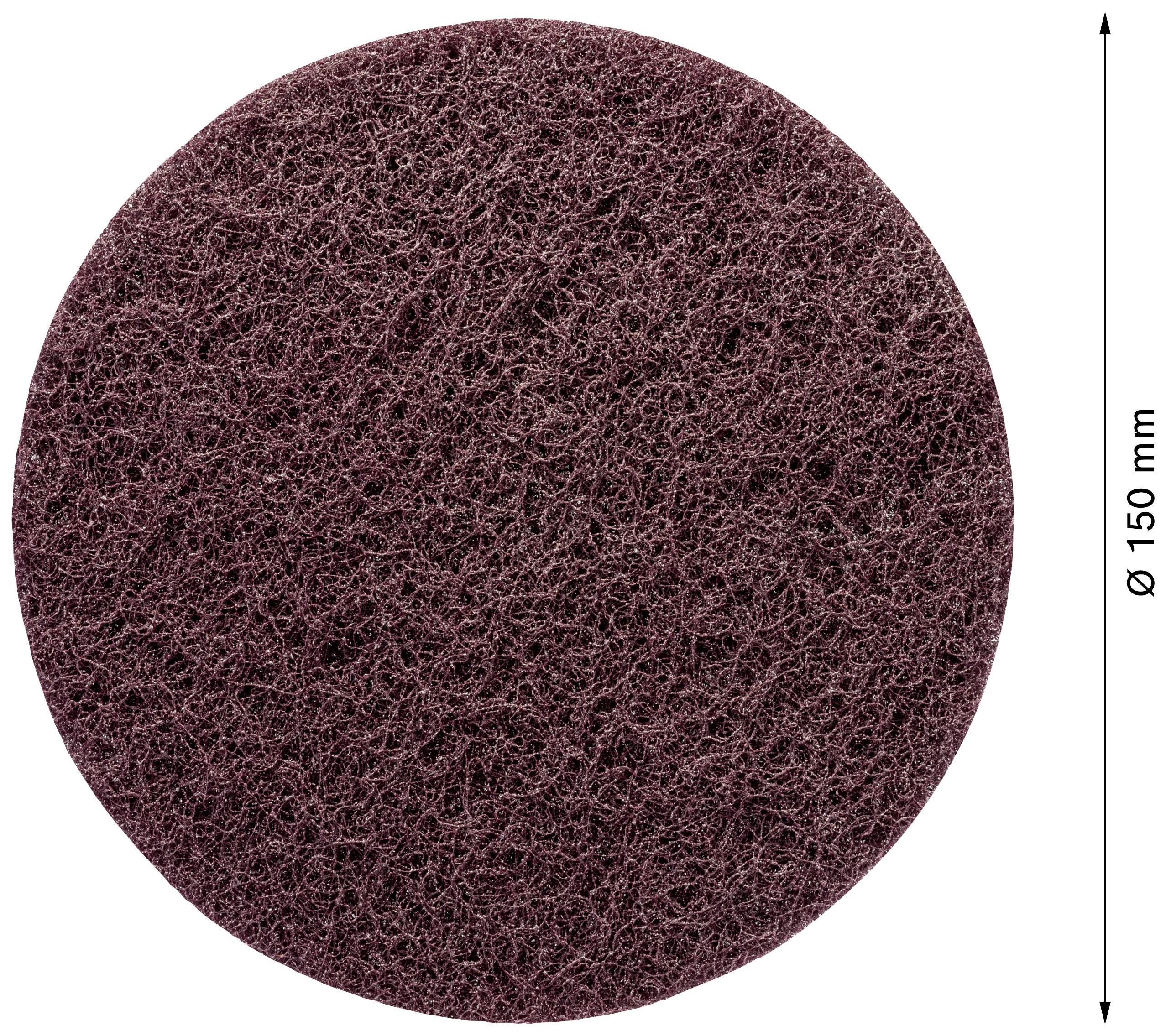 Brown sanding pad, round, with a diameter of 150 mm.