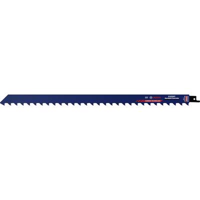 A blue saw blade with white teeth. At the top, the logo and model information are printed in white and red.