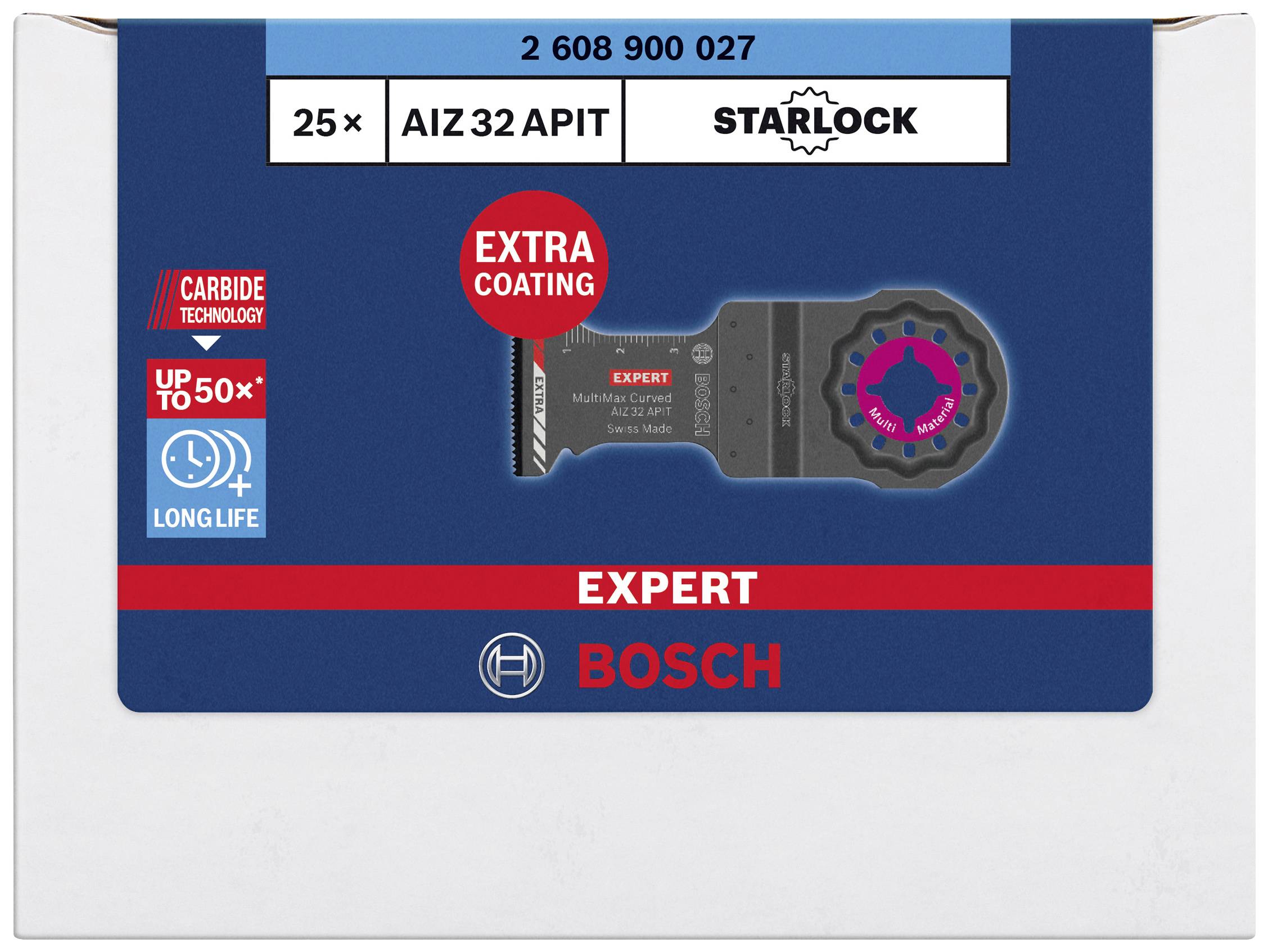 'Bosch Starlock Saw Blades, 25 Pieces, AIZ 32 APIT, Expert, with extra coating for long service life and carbide technology.'