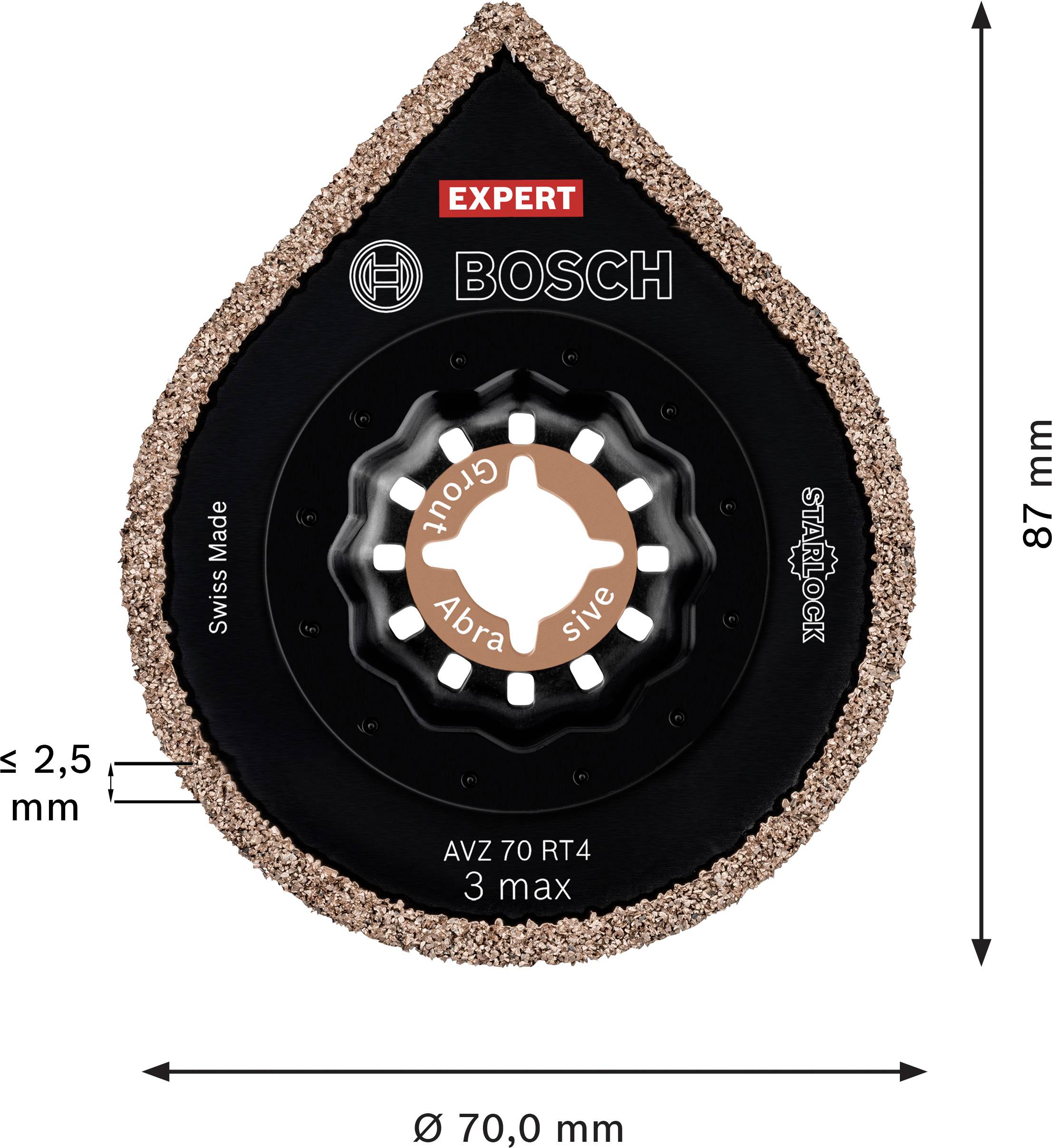 Bosch Sanding Sheet 'Expert' for Multi-Purpose Sander, Shape: Teardrop, Diameter: 70 mm, Height: 87 mm, Grit: Coarse, Swiss Made.
