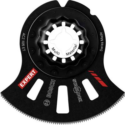 Starlock saw blade with 'EXPERT' inscription, suitable for multi-materials. Brand name 'Bosch', indication 'Swiss Made'.