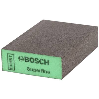 A green Bosch scouring pad of the 'Superfine' grade, used for fine surface sanding.