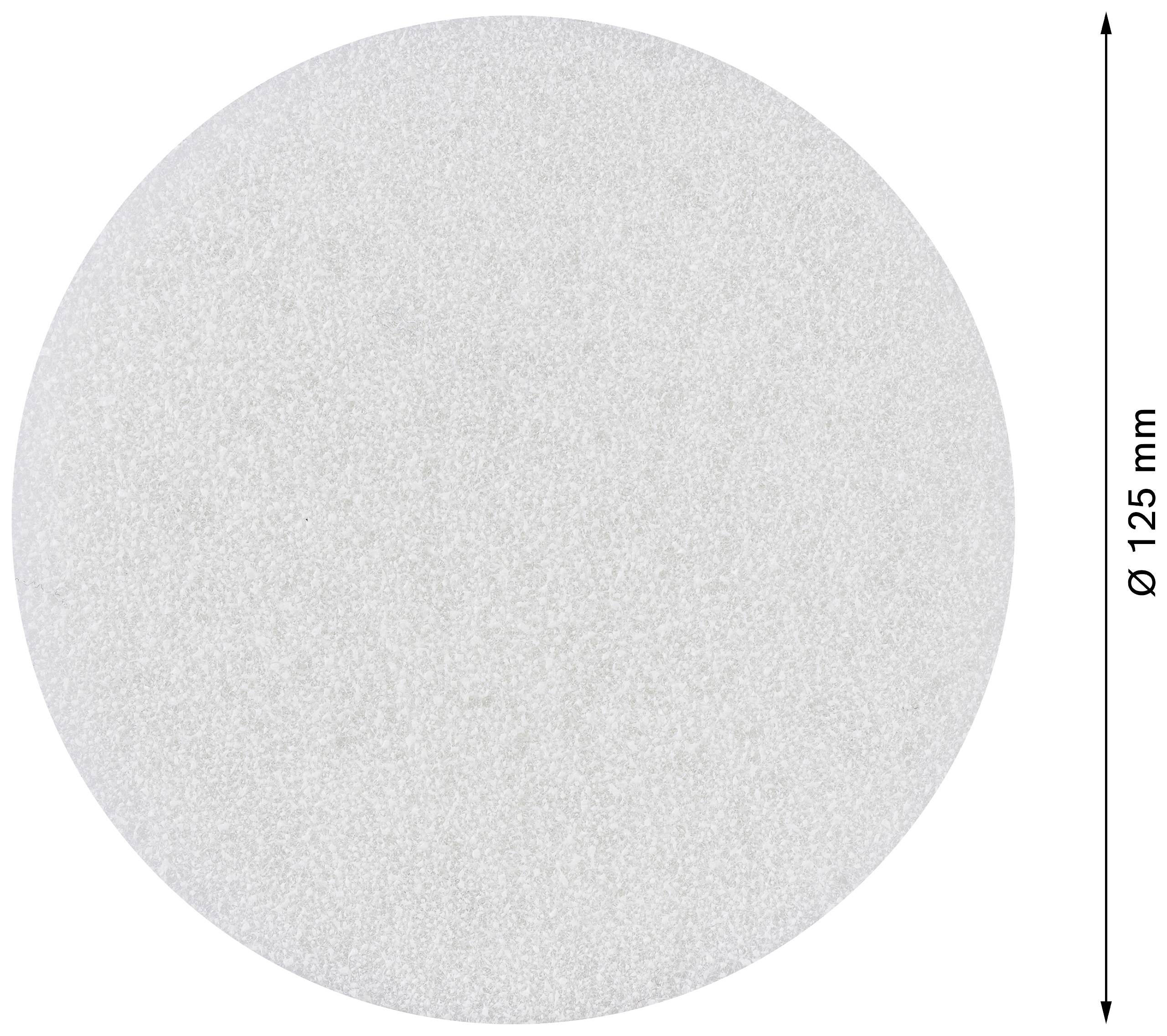 Circular grey sandpaper with a diameter of 125 mm.