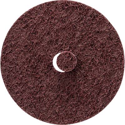 Round, dark brown sanding pad with a rough, felt-like texture and central hole.