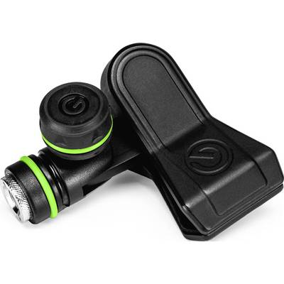Black magnetic clip with green accent, combined with a round, rotatable LED light, suitable for flexible mounting.