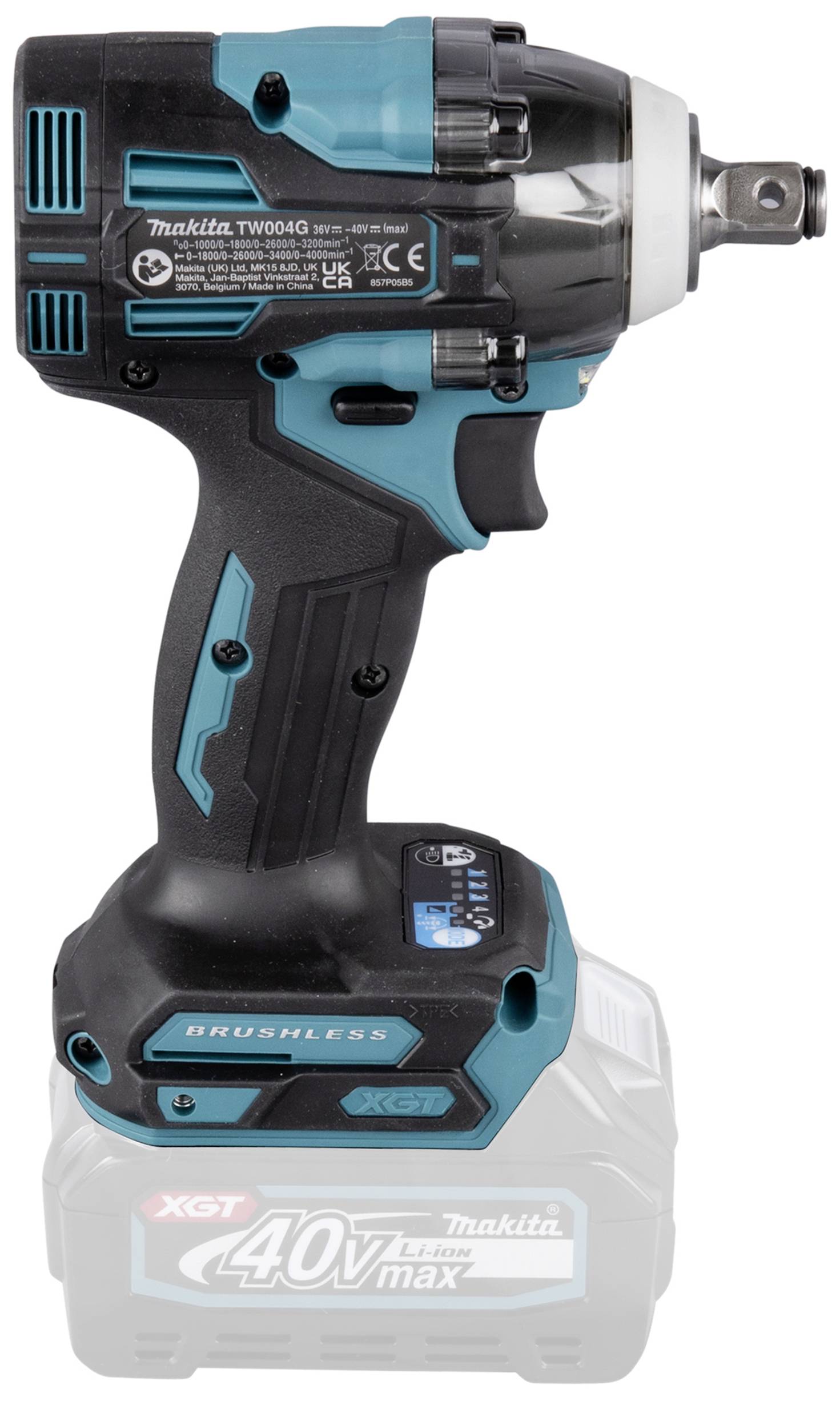 A cordless impact driver with a brushless motor, ergonomic handle, and compact design, suitable for use on construction sites.