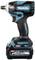 Black and blue cordless impact driver with 'Makita' logo. 40V Li-Ion battery, XGT model, compact design for versatile use.