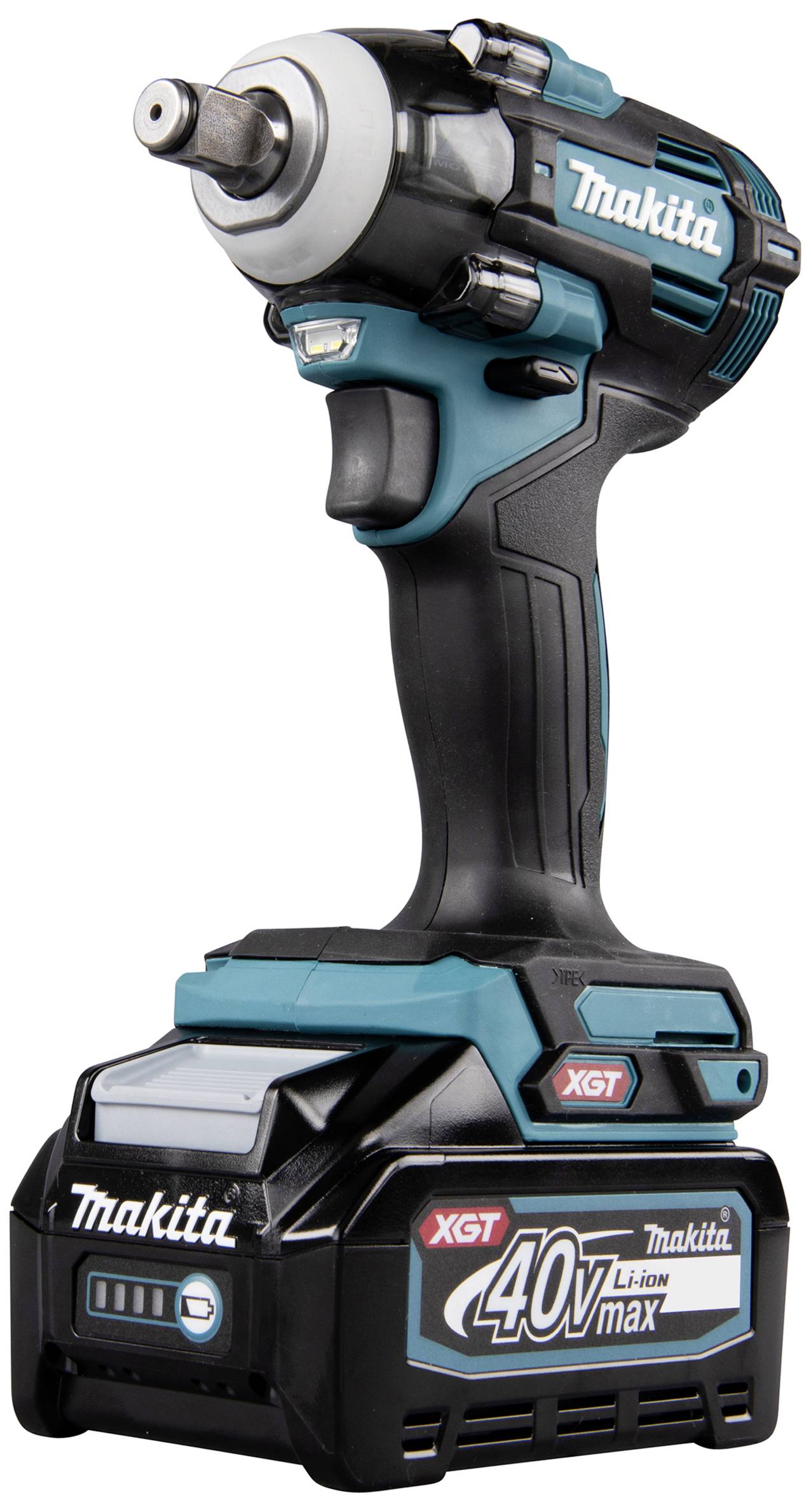 A blue-black Makita cordless impact driver with a 40V Li-Ion battery.