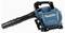 A blue, cordless leaf blower by Makita with two battery slots, suitable for garden work and removing leaves.