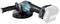 Cordless angle grinder in blue and black with side handle. Battery compartment visible. Designed for DIY tasks.