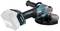 Cordless angle grinder from Makita with 40V battery, black grinding disc guard, and ergonomic handle.