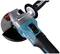 A blue Makita angle grinder with a black handle and protective cover against a white background.