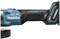 Close-up of a cordless drill by Makita, XGT model, with black and blue grips, showing the inscriptions 'BL MOTOR' and 'Makita'.