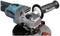 An angle grinder with a blue and silver casing. The brand inscription is visible on the handle and casing.