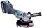 Battery-powered angle grinder in black and blue with Makita logo on the handle, suitable for grinding and cutting work.
