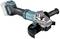 A blue and black cordless angle grinder with a metal head and handle, suitable for cutting and grinding work.