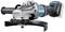 Battery-powered angle grinder, Makita, grey-blue, with protective guard and ergonomic handle, for comfortable grinding and cutting.
