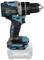 A blue and black cordless drill, standing upright, with torque settings and an ergonomic handle.