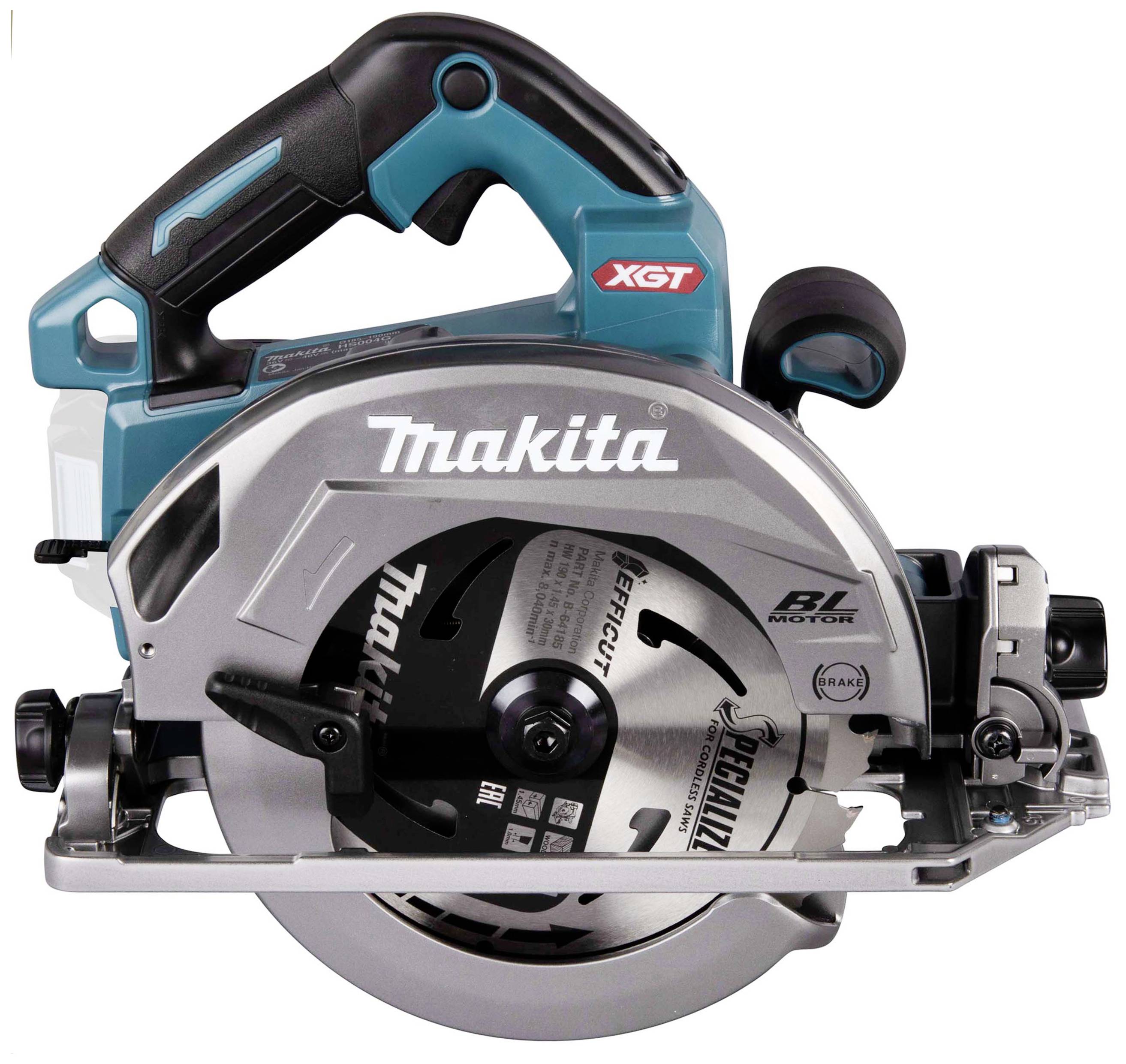Makita cordless circular saw with a blue and black casing and silver saw blade, suitable for precise wood cutting.