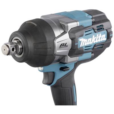 Battery impact driver with blue-black casing and silver accents, featuring the inscription 'Makita' and 'BL Motor'. Used in construction or assembly work.