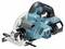 A blue cordless circular hand saw with a black handle, set against a white background. It has a visible saw blade and is manufactured by Makita.