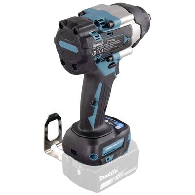 Cordless Impact Driver: Model number, brand name on the side. Tool with ergonomic handle and metallic mounting bracket.