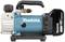 Portable Makita pump with handle and battery, blue and black. Front side shows valve, switch and brand logo.