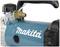 Electric power tool with a blue housing and Makita logo. Visible power switch and brass connection.