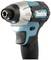 Cordless drill with ergonomic handle, blue and black casing, integrated LED light, brand name visible.