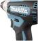 A navy-blue Makita cordless drill. Shows grip and control button in close-up.