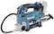 Battery-powered grease gun in blue and black, with Makita logo. Suitable for lubricating machines or vehicles.