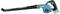 A blue leaf blower with a black pipe and ergonomic handle. The brand name is visible on the device.
