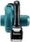 A cordless blue-black blower device with an ergonomic handle. The battery unit is mounted at the bottom.