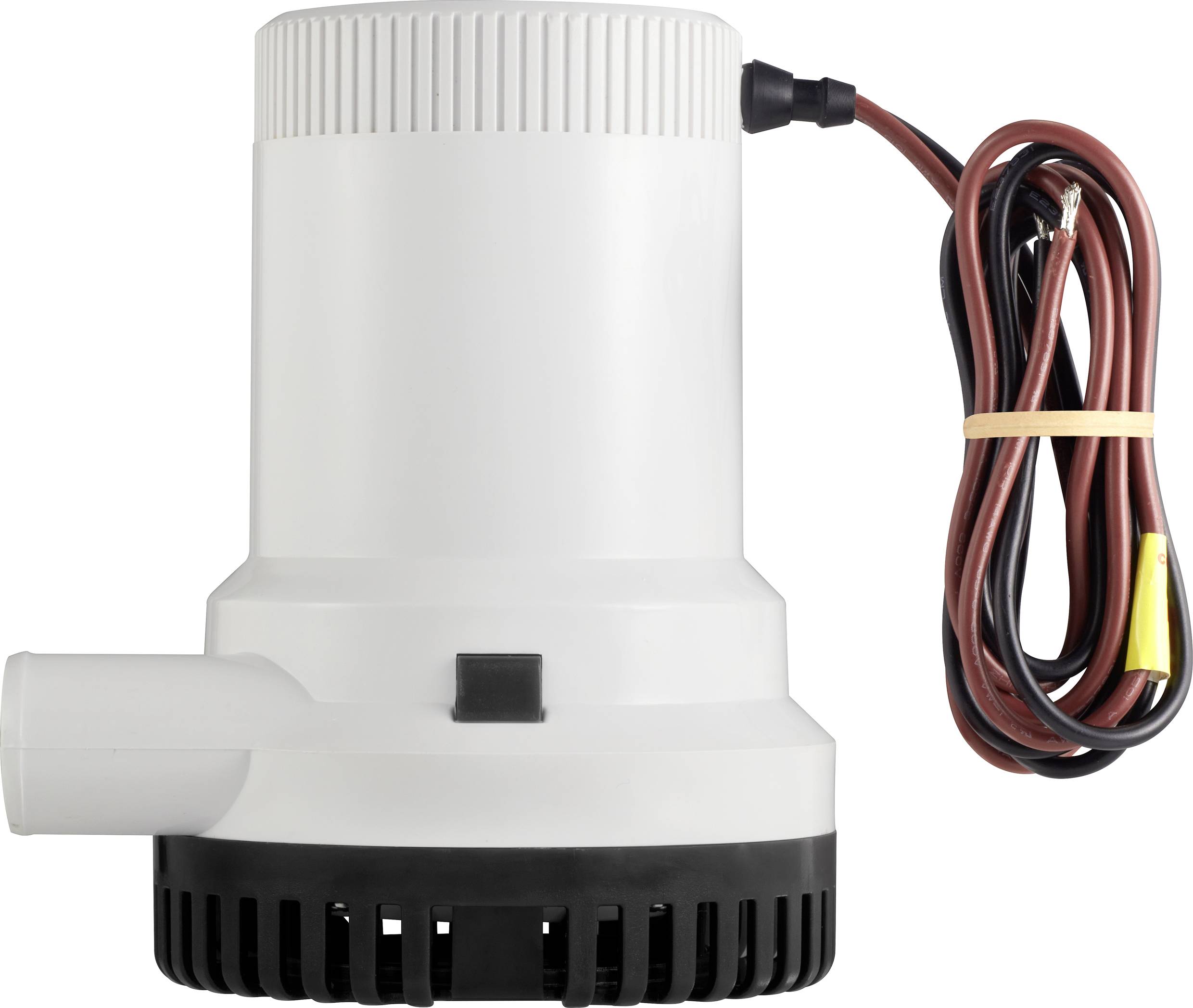 White water pump with black base and connection cable on the right side.