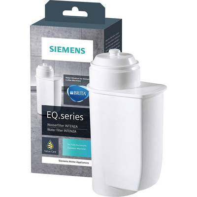 Siemens Intenza Water Filter for Coffee Machines, white cartridge. Packaging with Siemens logo, promising 'Value Care'.