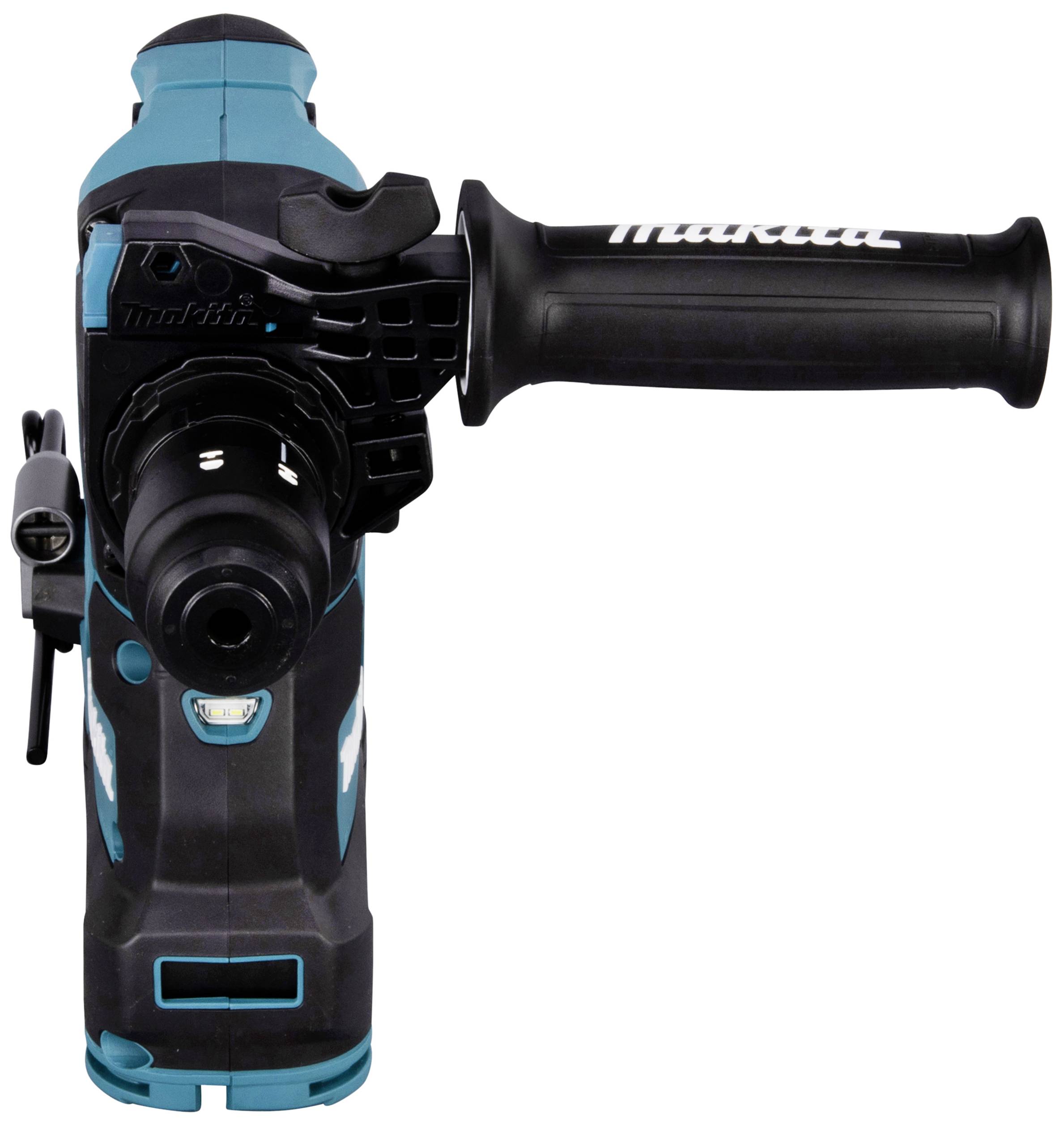 Makita Cordless Hammer Drill with Ergonomic Handle, Black and Turquoise, for Powerful Drilling and Chiselling in Concrete and Masonry.