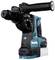 A blue and black hammer drill. It has an ergonomic handle and is cordless, suitable for construction work or renovations.
