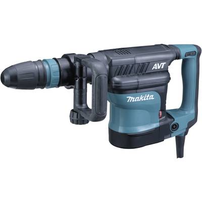 A Makita electric hammer drill with a robust casing and ergonomic handle, suitable for heavy-duty drilling work.
