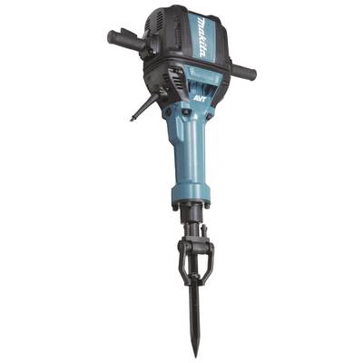 A navy blue and black electric demolition hammer with a vertical handle. Includes the inscription 'AVT'. Main body component