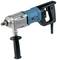 Electric drill with blue and black casing, side handle, suitable for heavy-duty drilling work.
