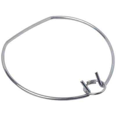 A silver torque with a clear, minimalist design. The clasp consists of a small ring threaded through two eyelets.