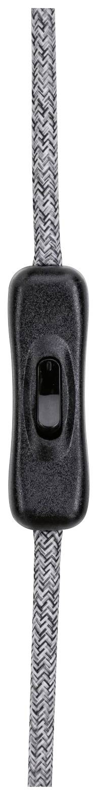 A black toggle switch on a braided cable, vertically oriented.